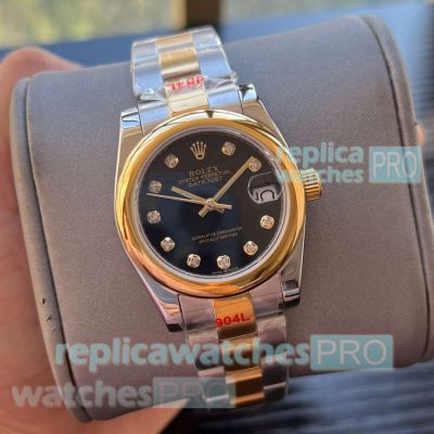 Copy Rolex Datejust I Smooth Bezel Black Dial 2-Tone 31mm Watches